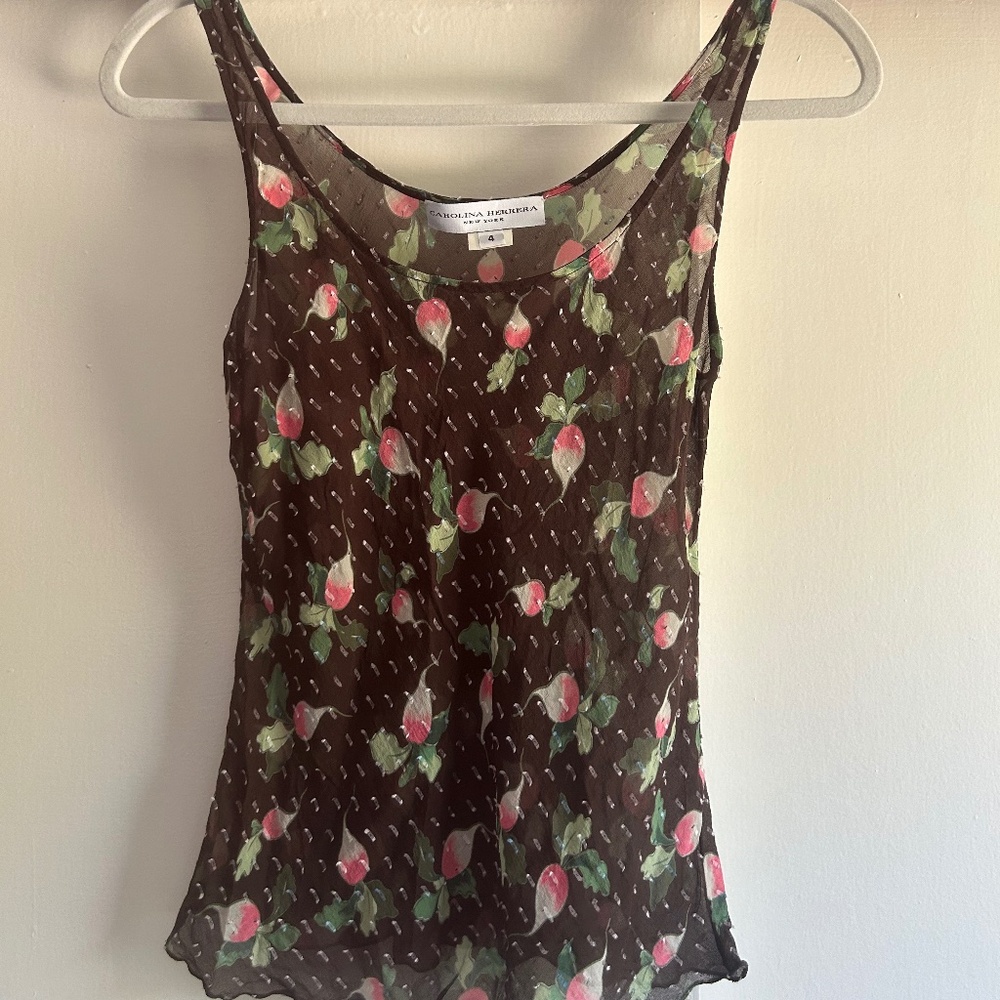 Vintage Carolina Herrera silk radish tank